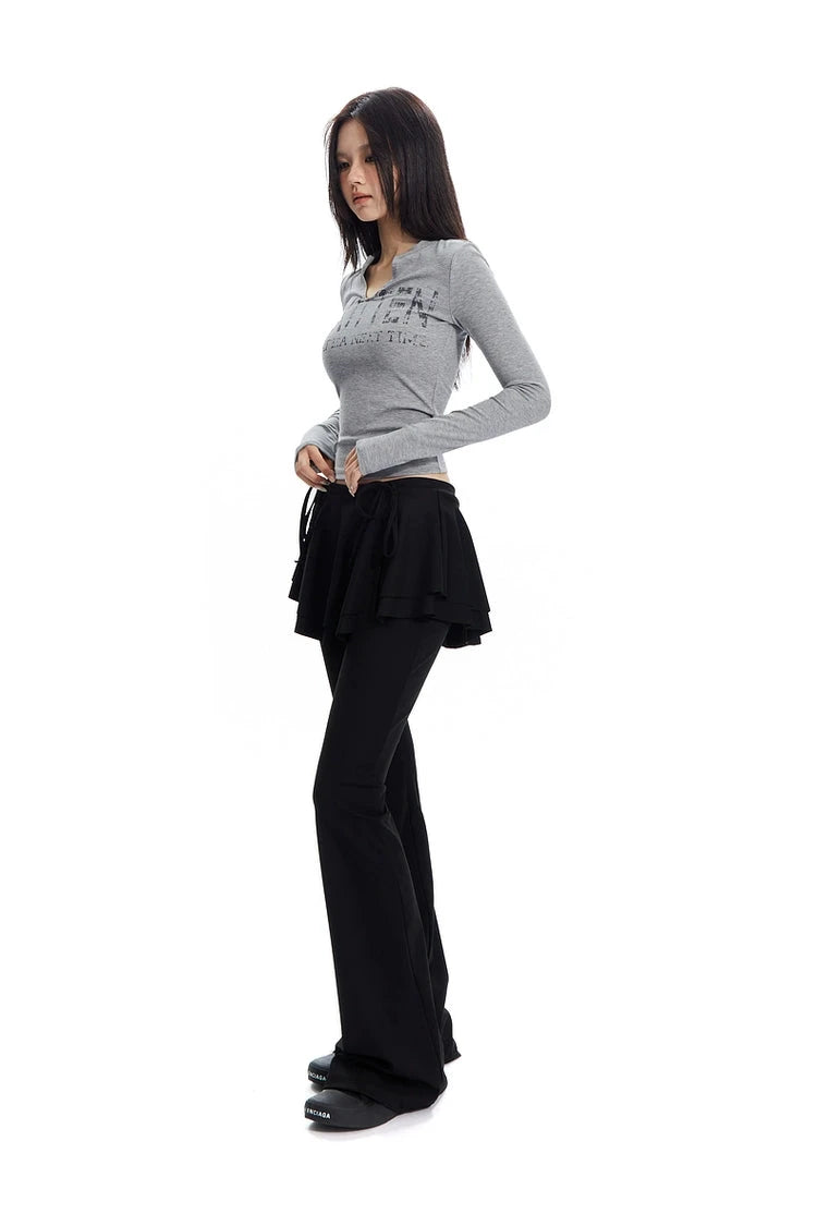 Balletcore flared skirt pants