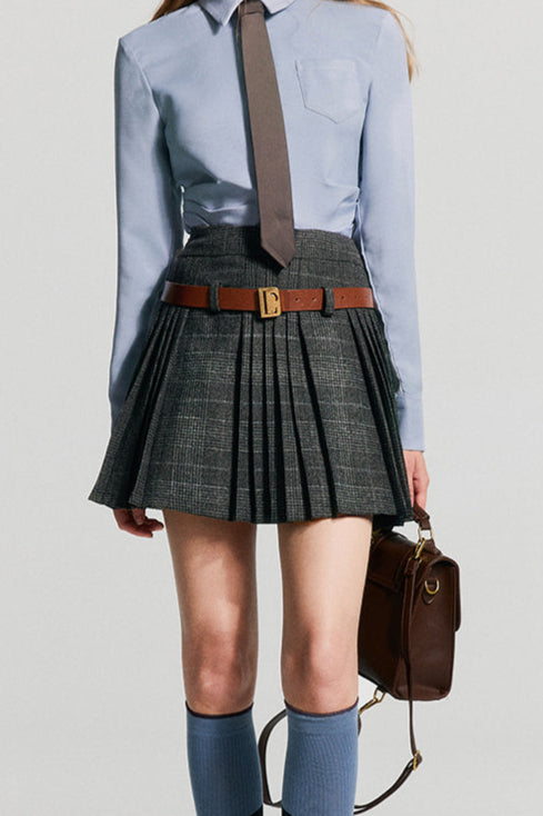 pleated A-line skirt