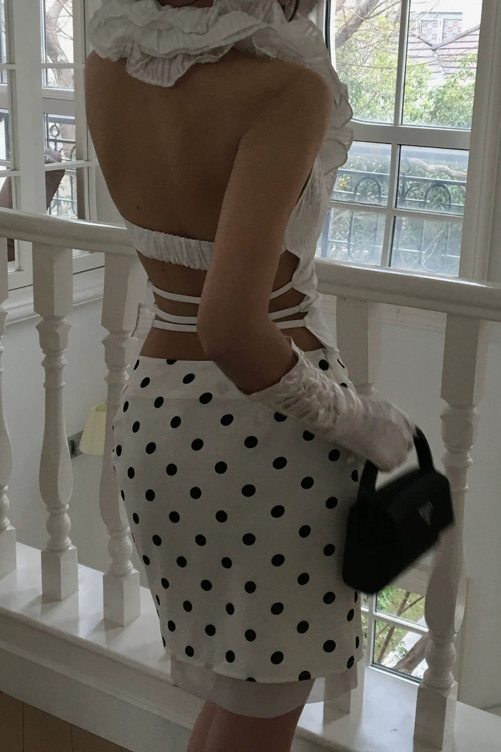 draped polka skirt