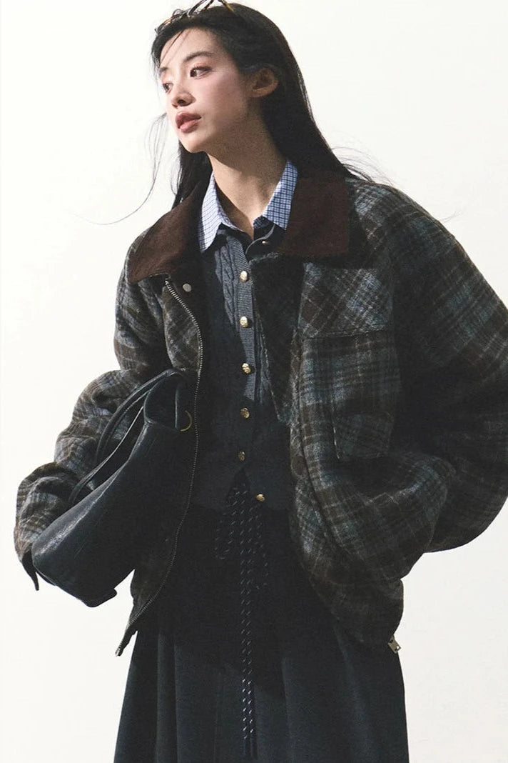 retro check jacket