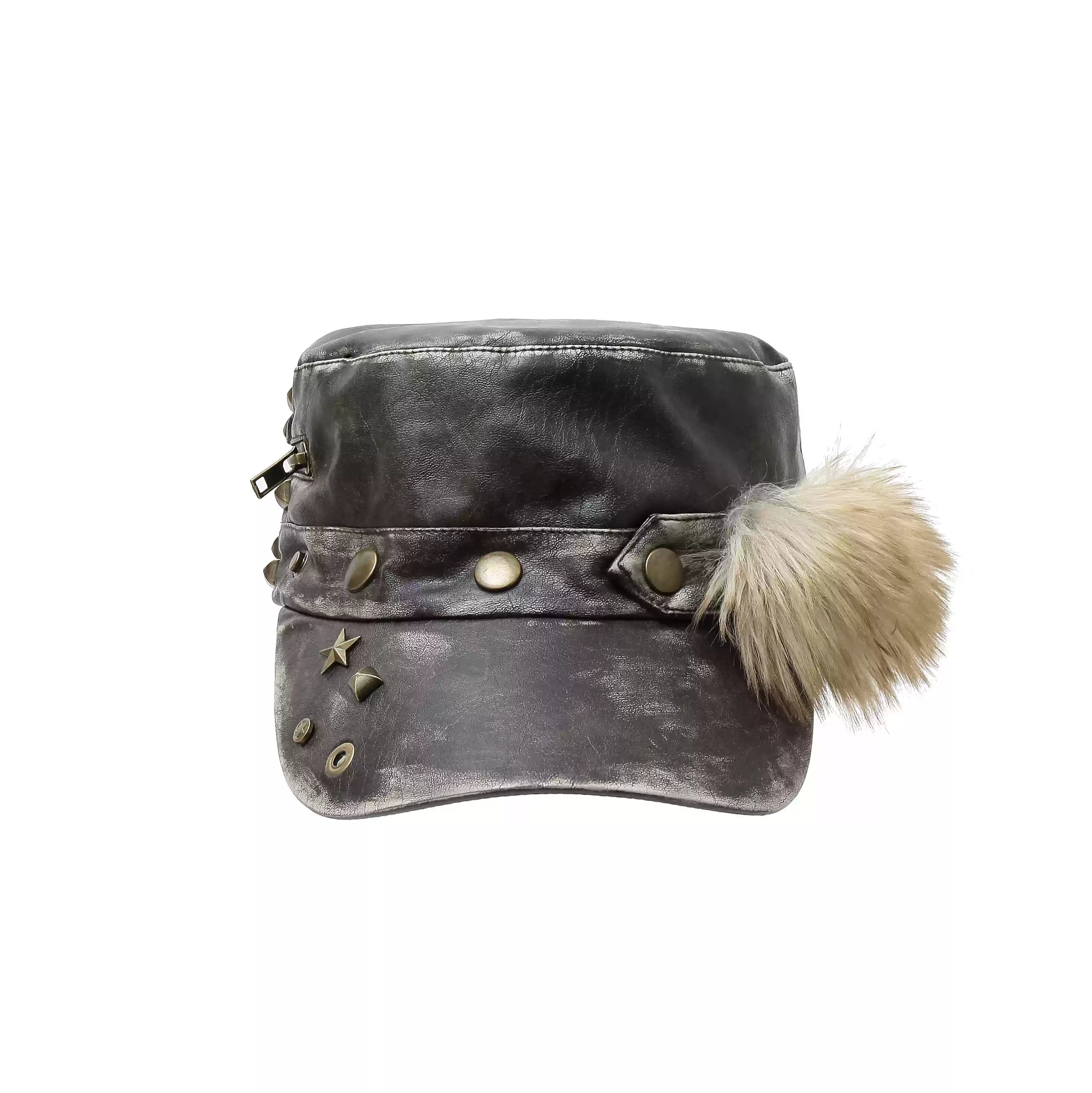 punk leather hat