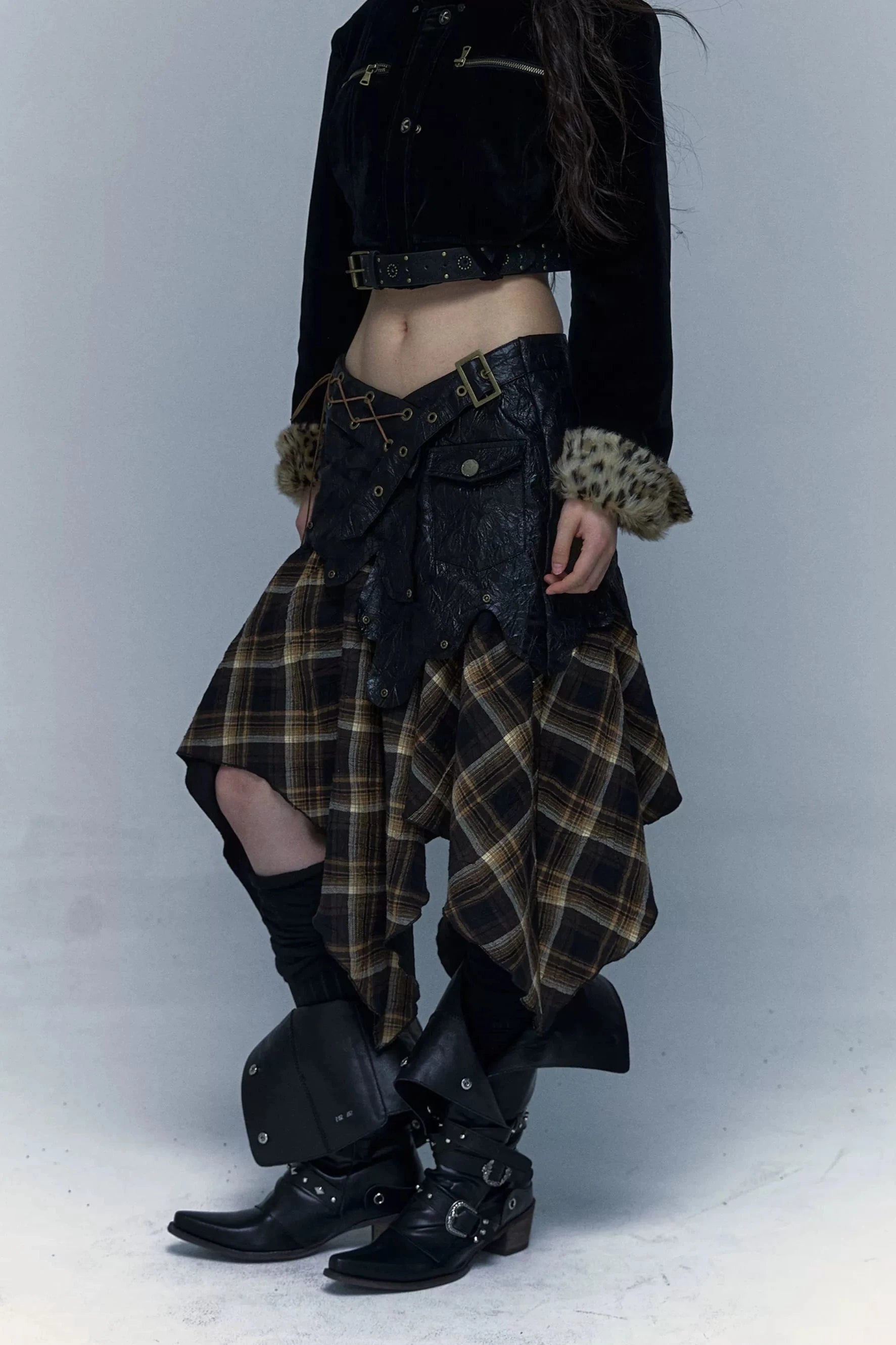 diablo punk patchwork skirt