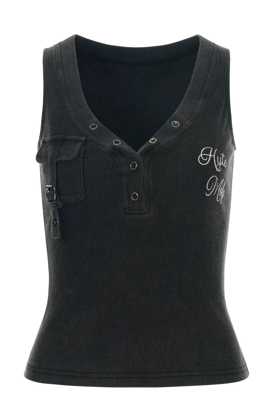 washed ribbed henley tank10034