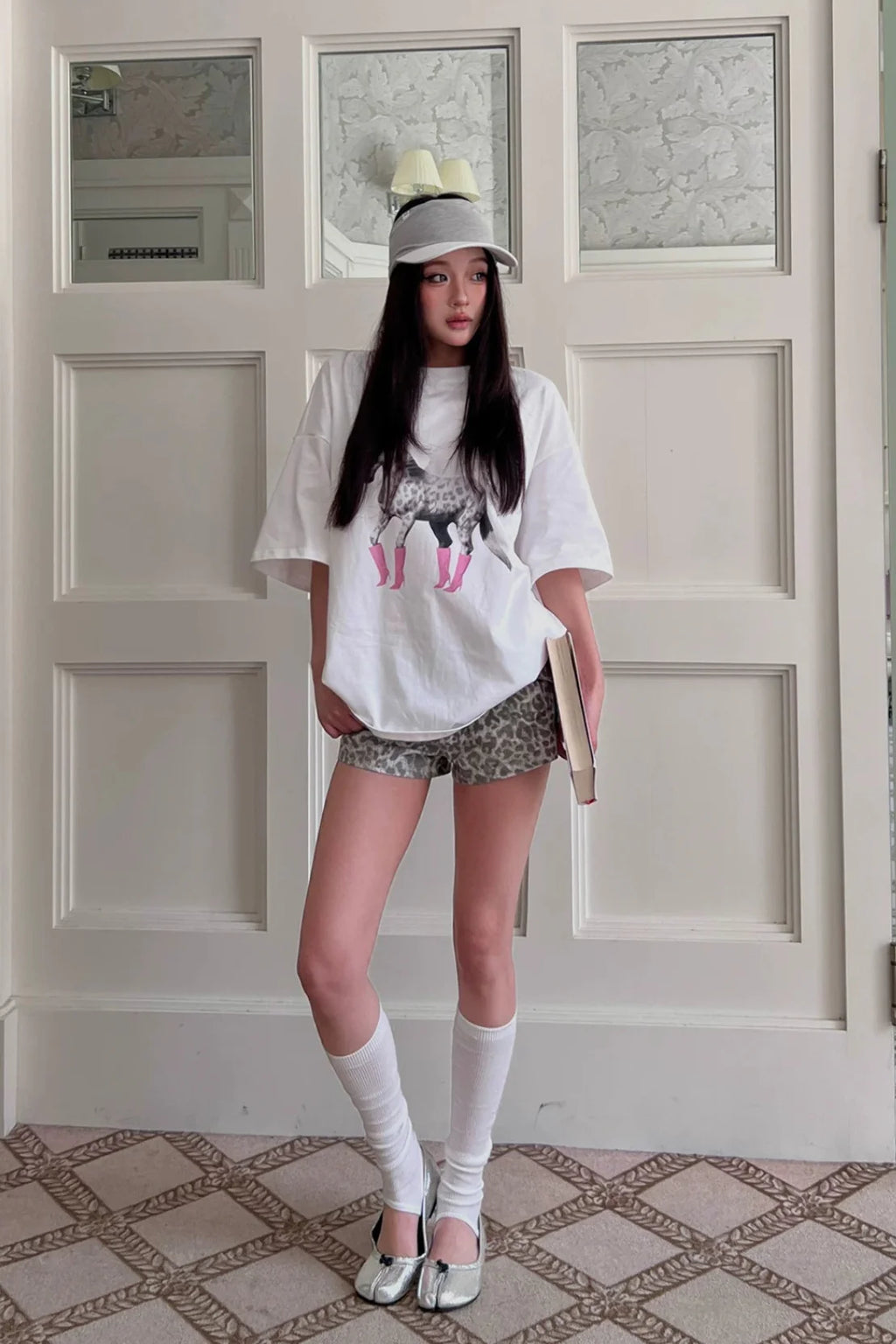 double button leopard shorts10013