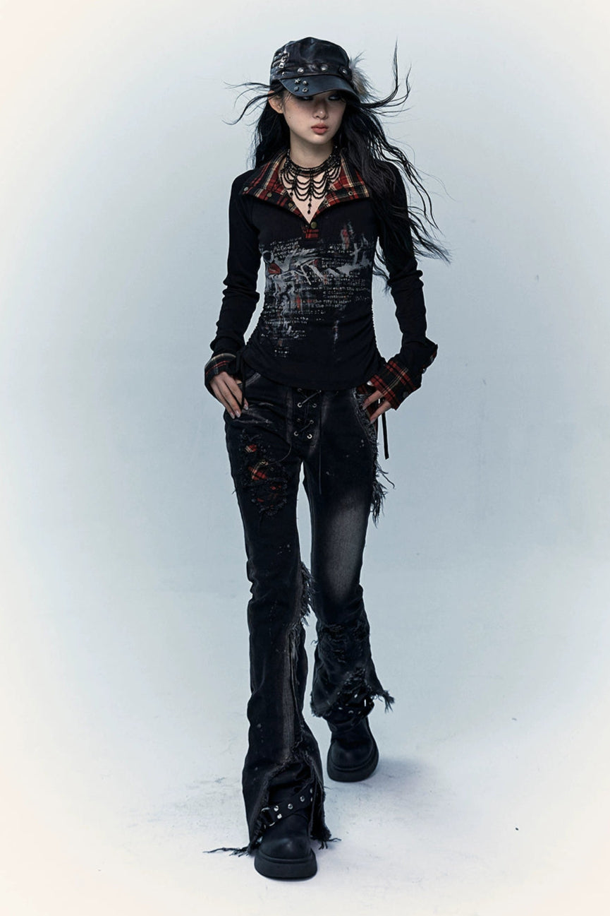 punk plaid denim