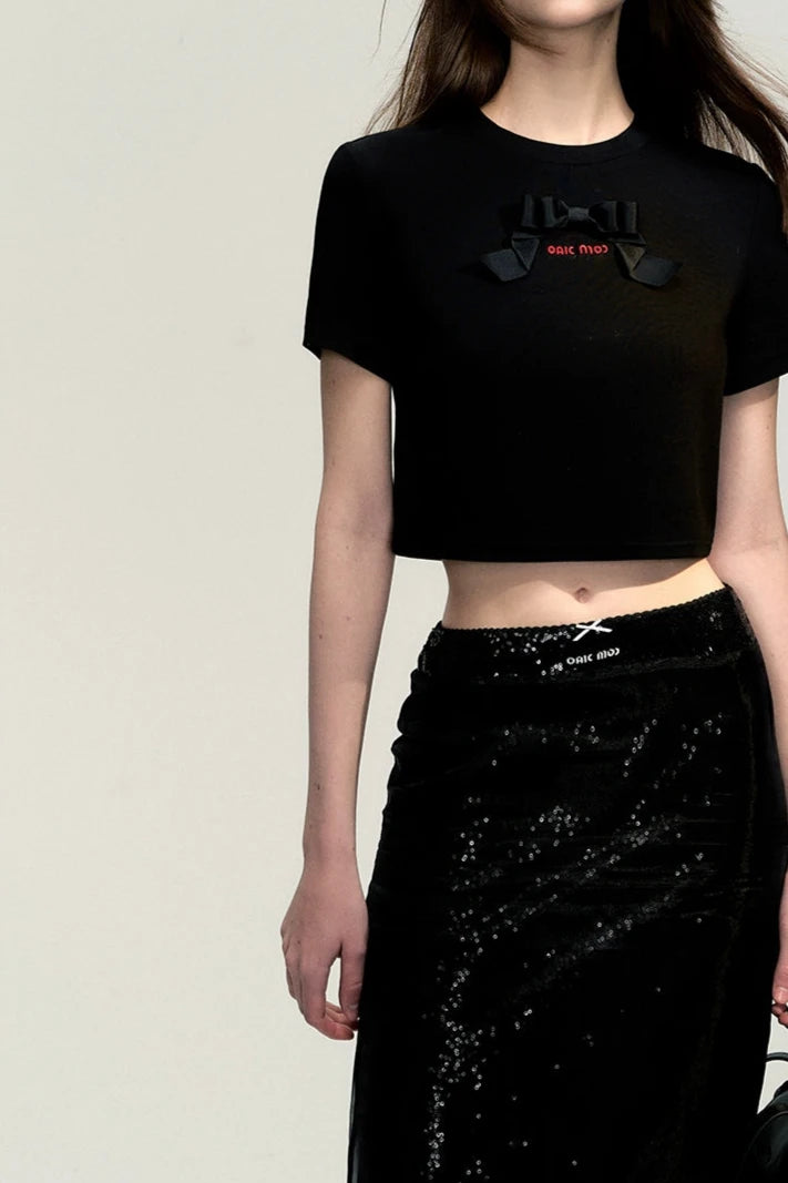 slim vacation sequin half skirt