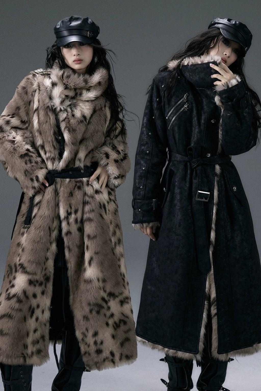 punk leopard fur coat