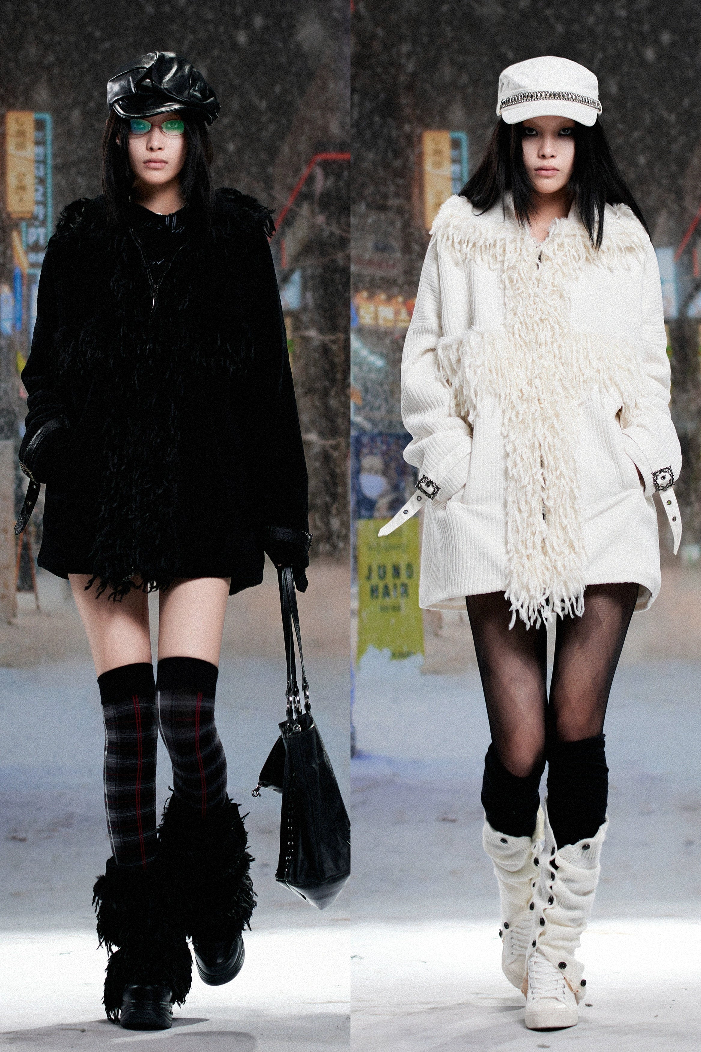 fur punk long coat