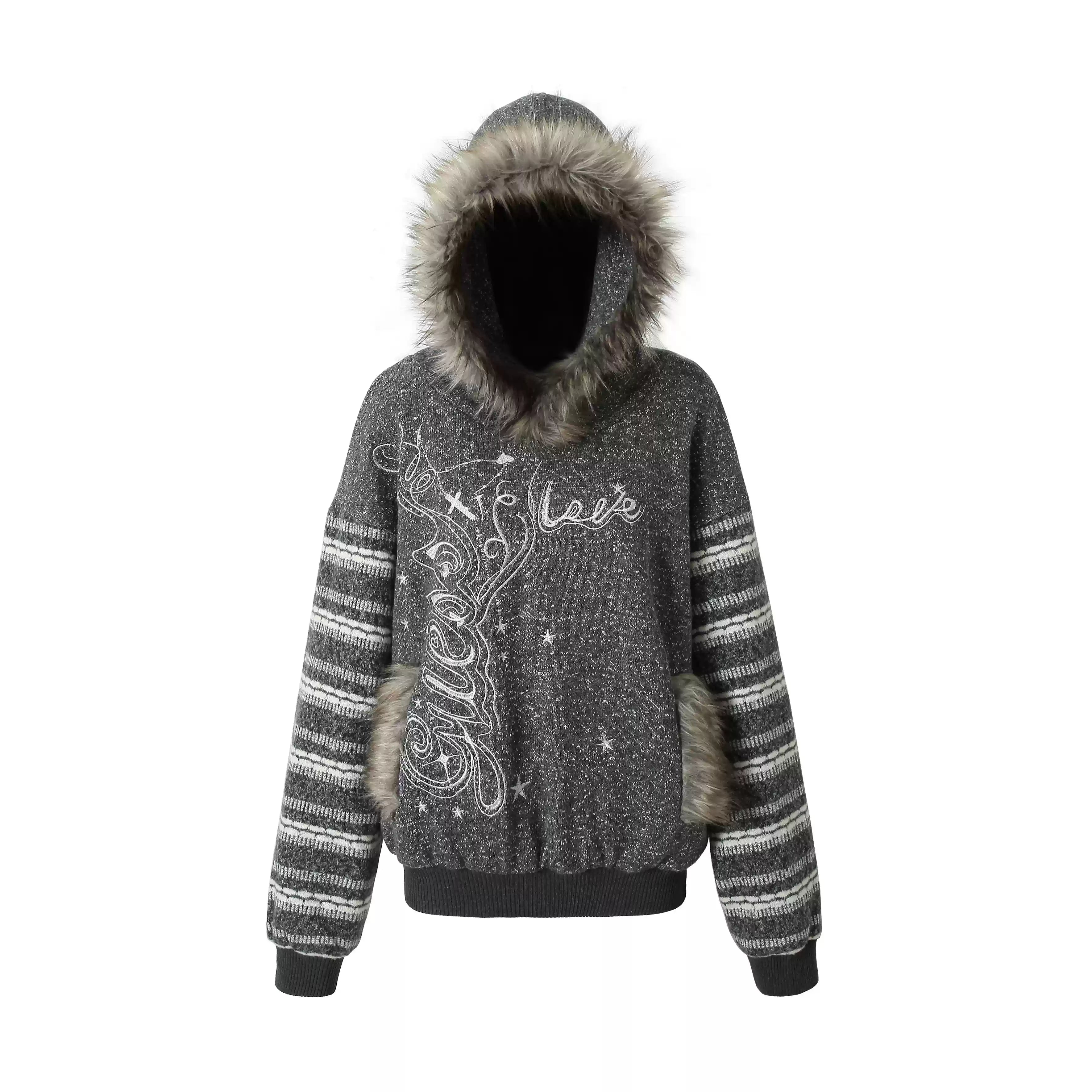 loose fur hoodie