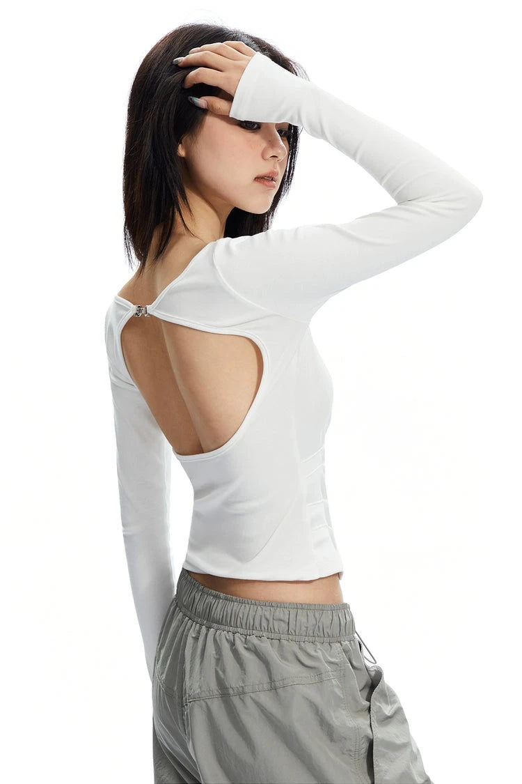 back exposed slim shirt