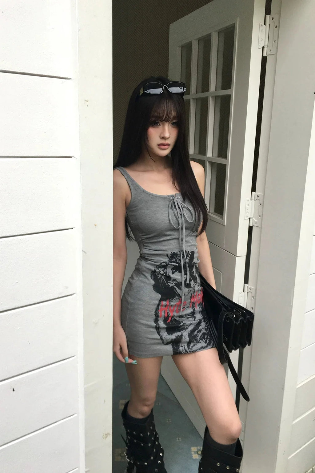 graphic print dress10003