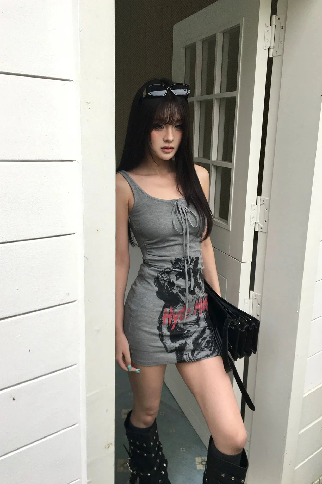 graphic print dress10003