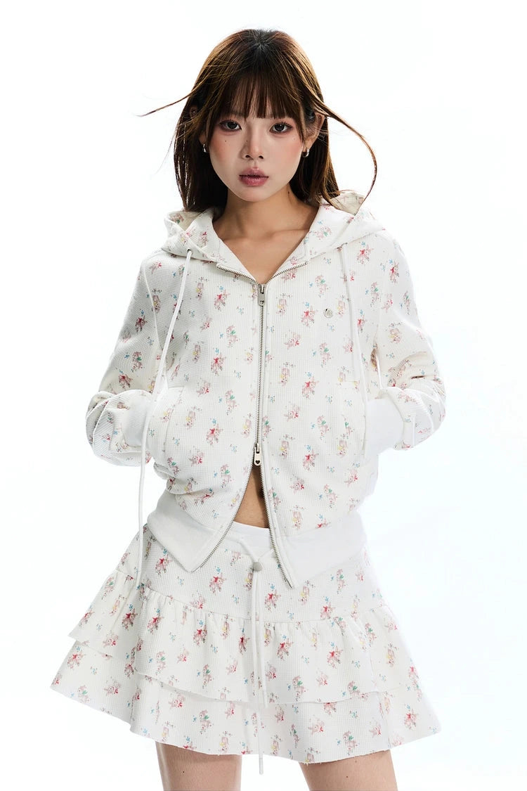 Rabbit Floral Waffle hoodie