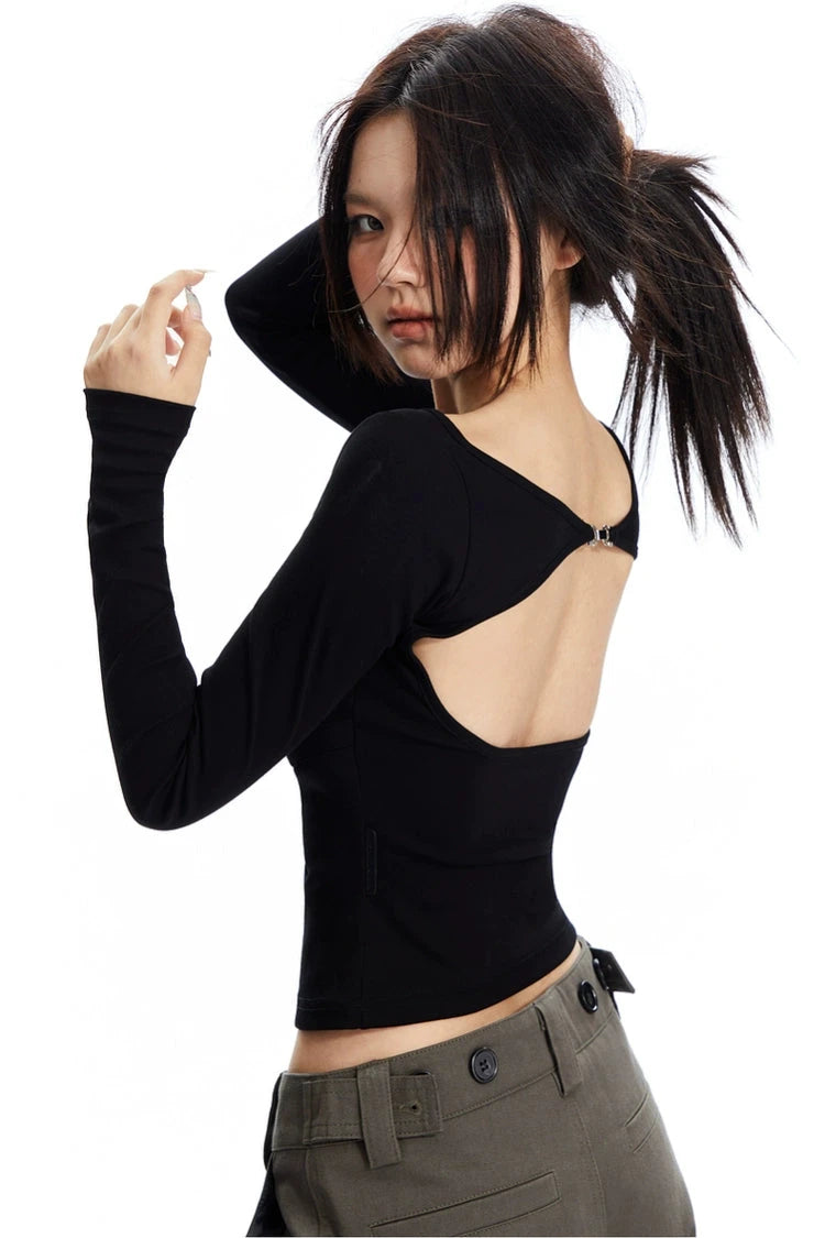 back exposed slim shirt