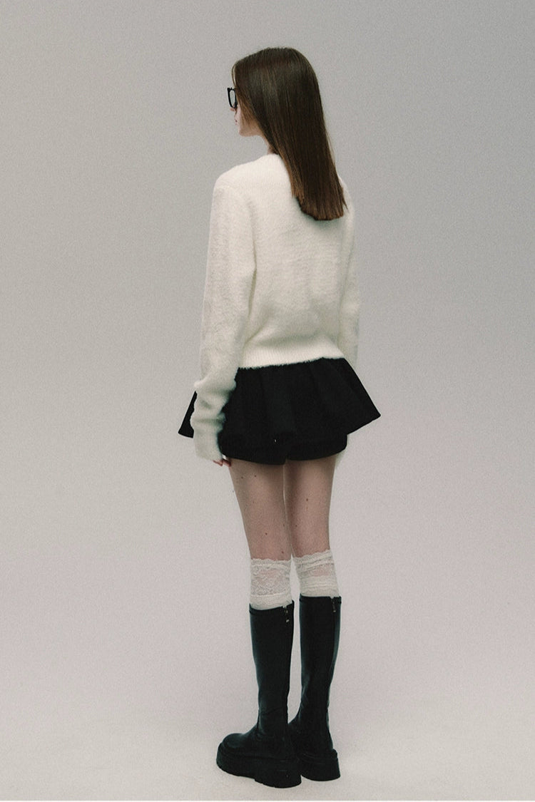 white mohair knit