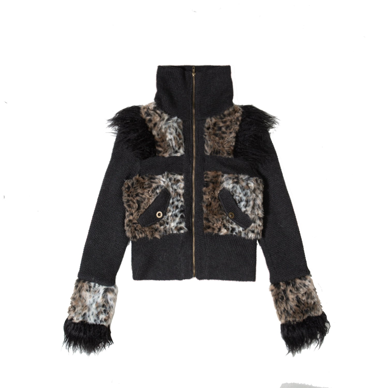 leopard fur short jacket