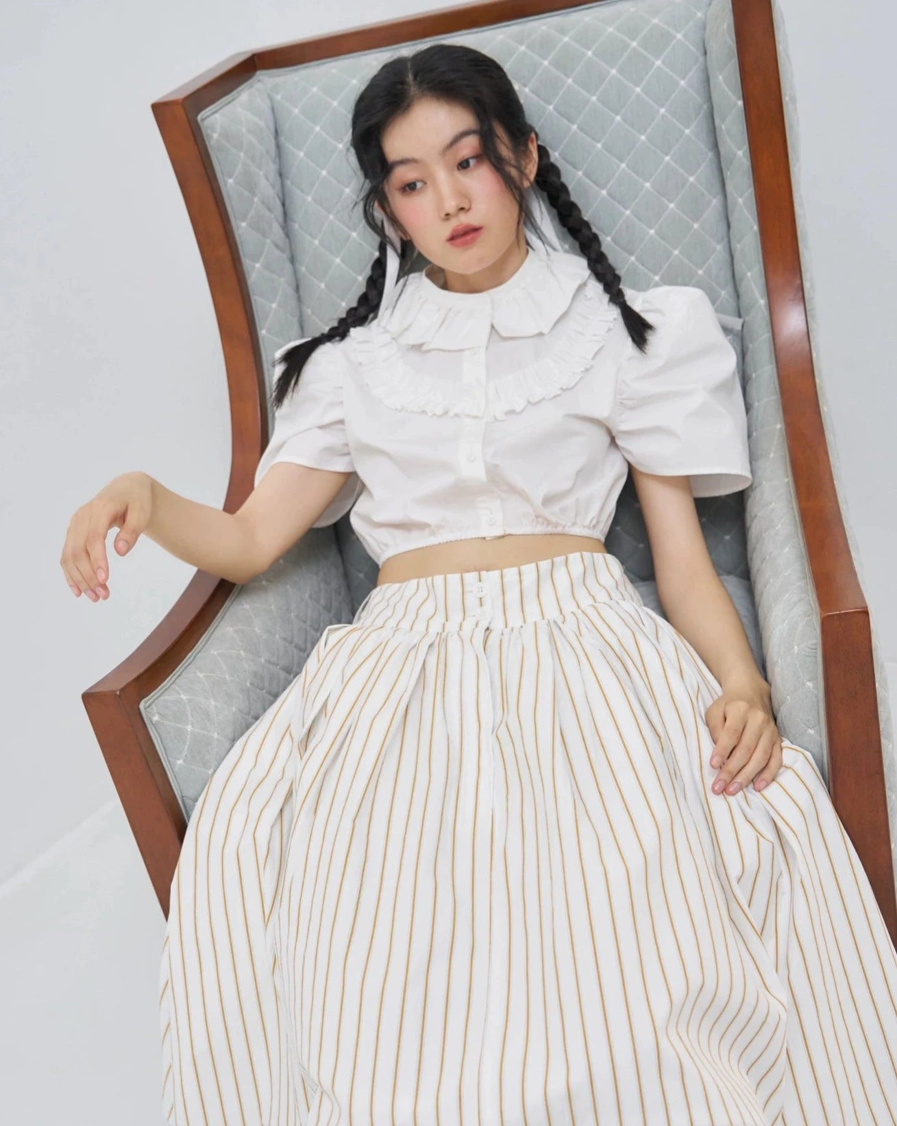 striped puffy half skirt