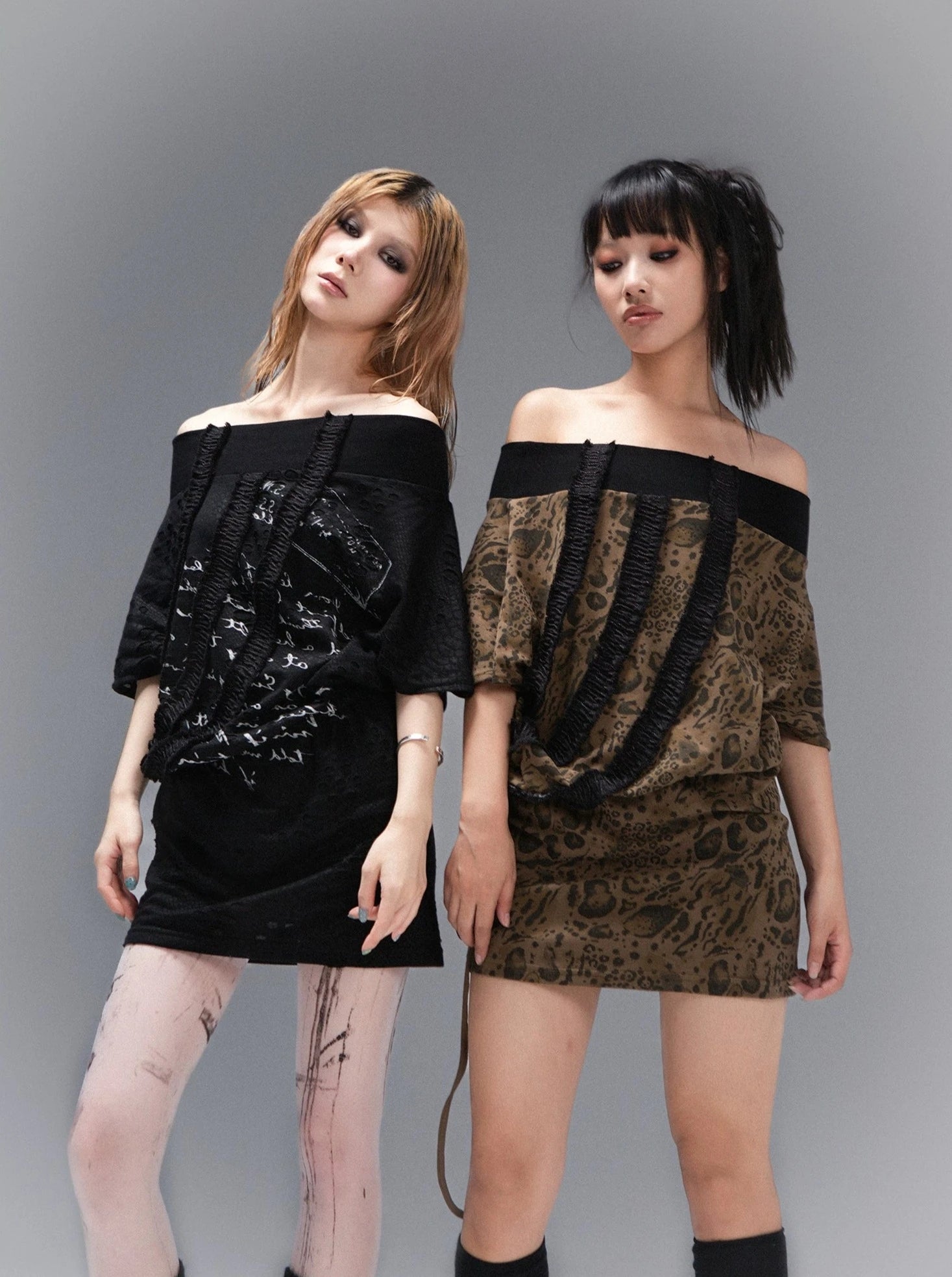 punk street rock off shoulder onepiece