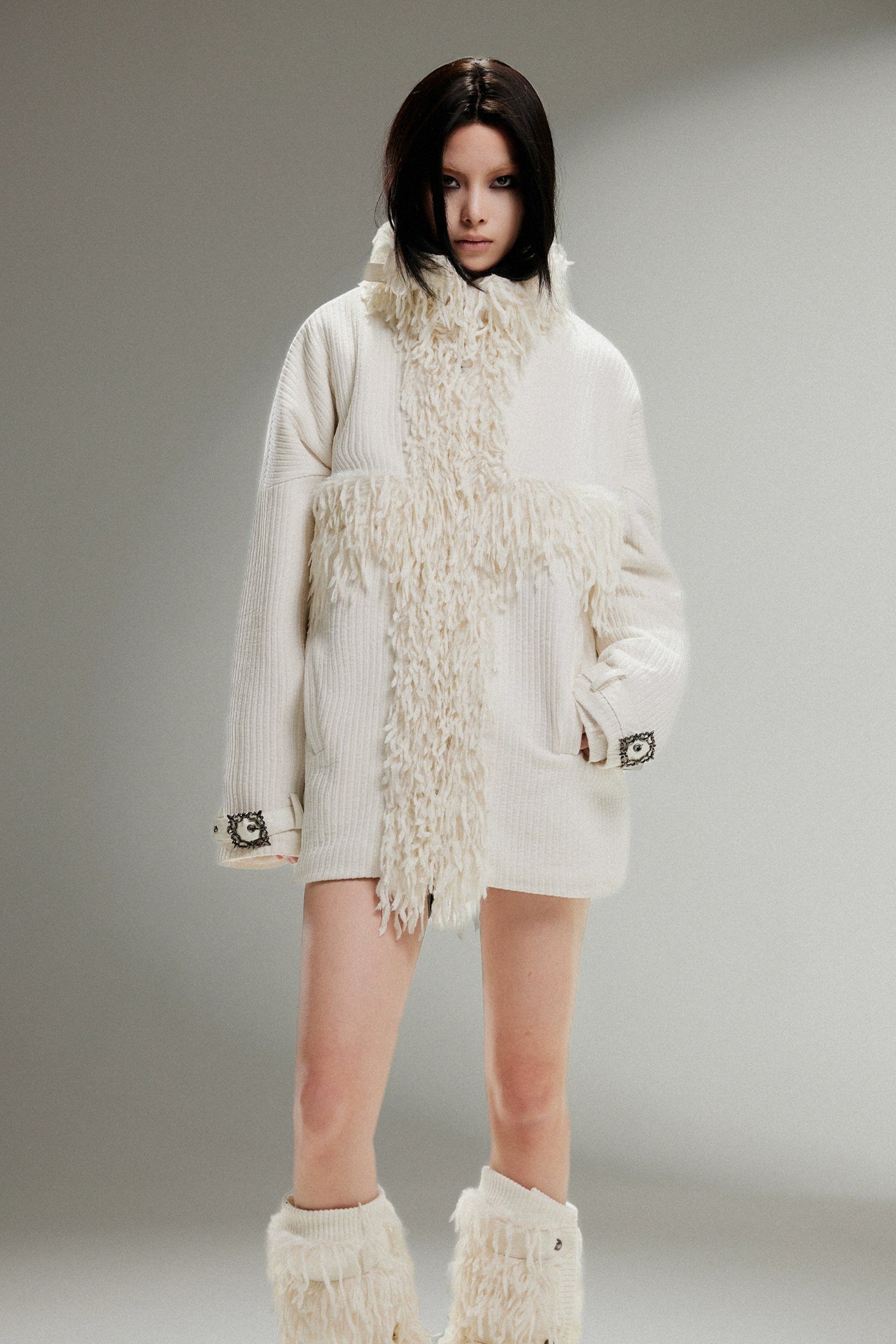 fur punk long coat