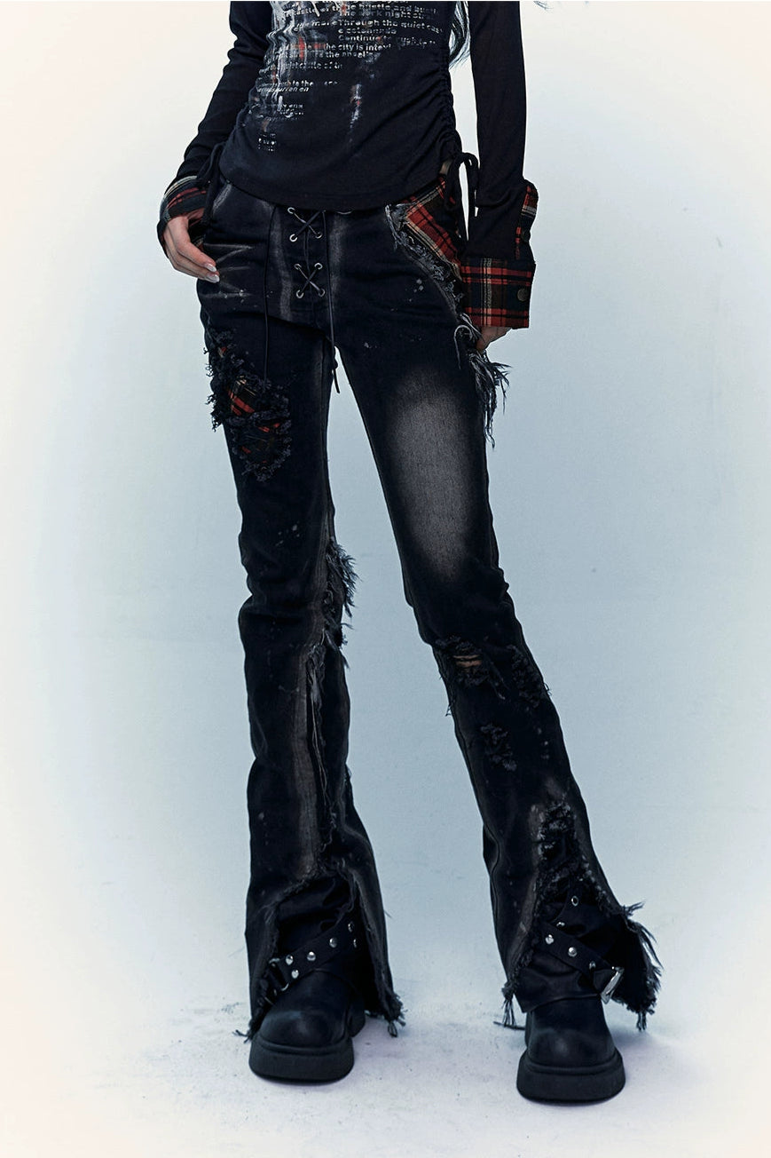 punk plaid denim