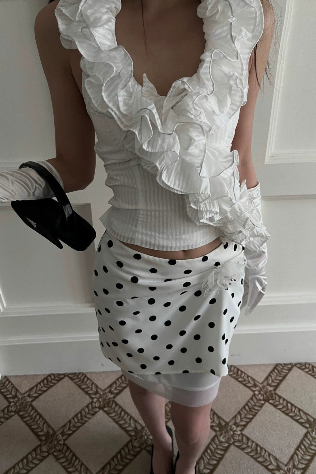 draped polka skirt