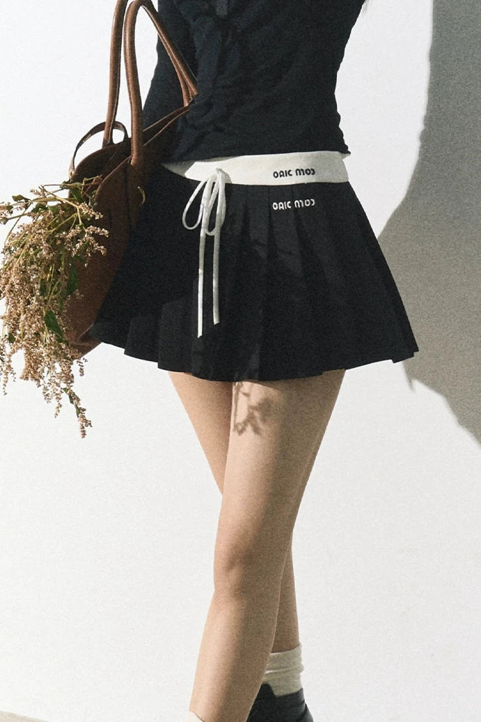 patchwork new pleats skirt