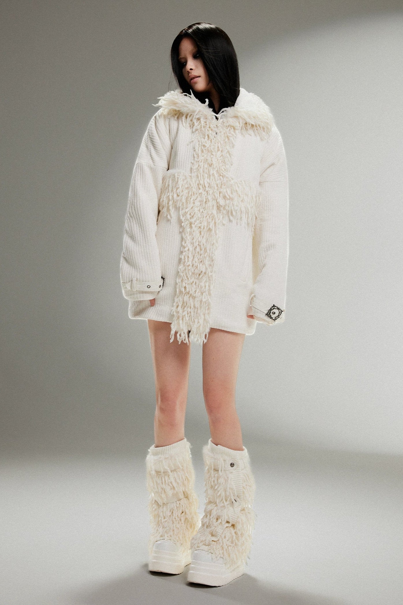 fur punk long coat