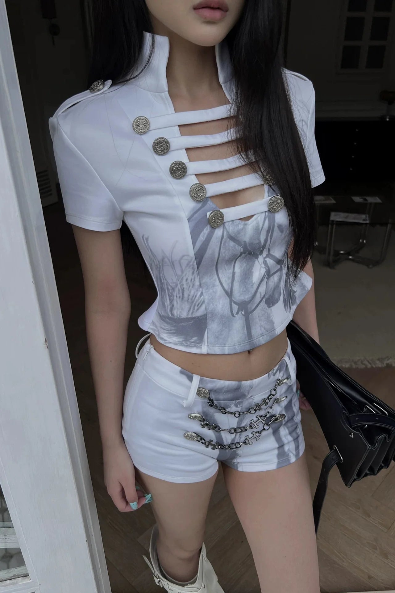 metal chain hot pants10032