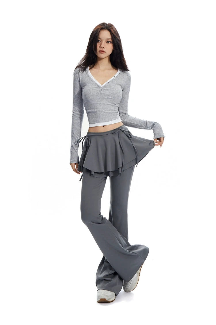 Balletcore flared skirt pants