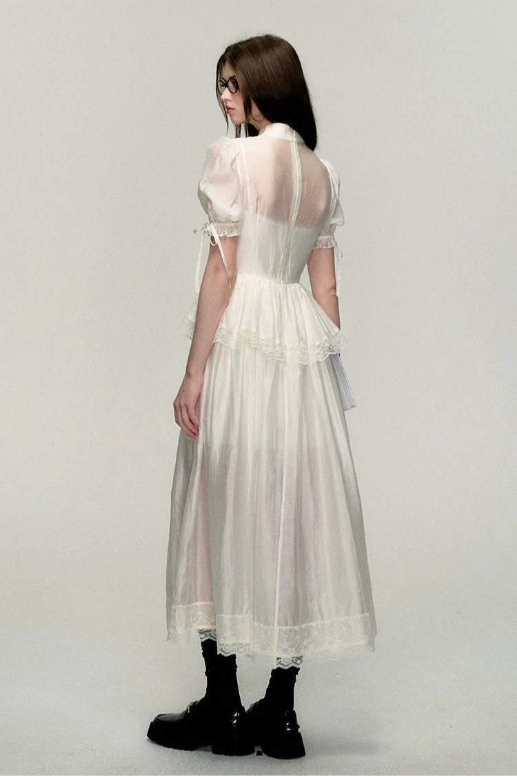 chinese smock lace two-piece set up
