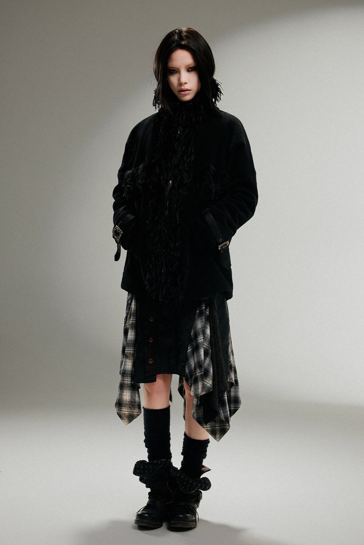 fur punk long coat