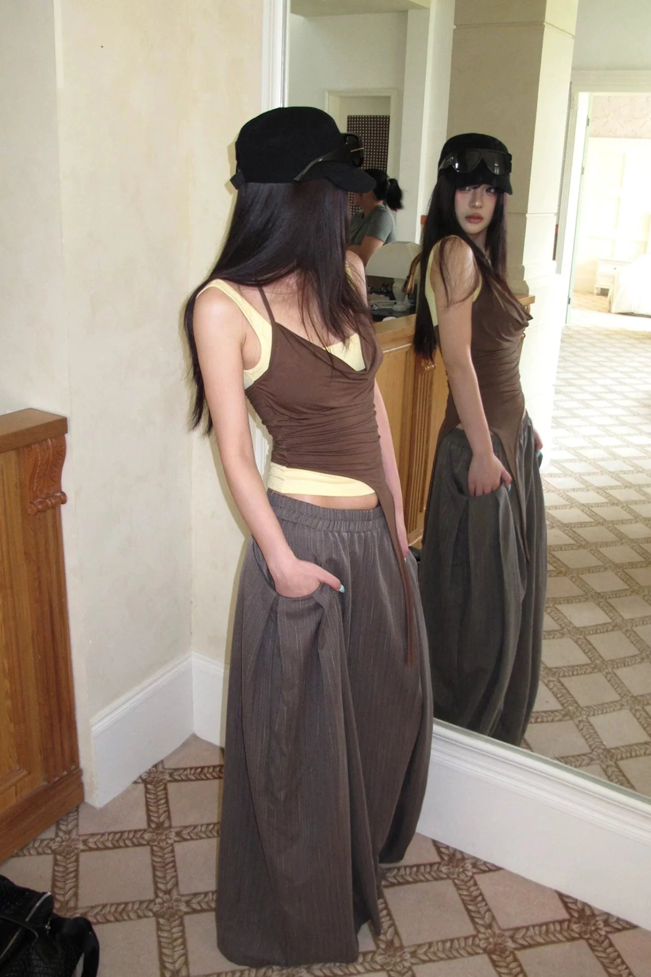 layered cowl neck halter10007