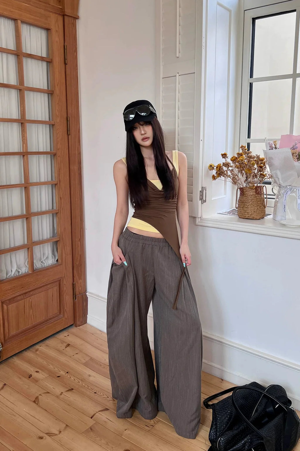 layered cowl neck halter10007