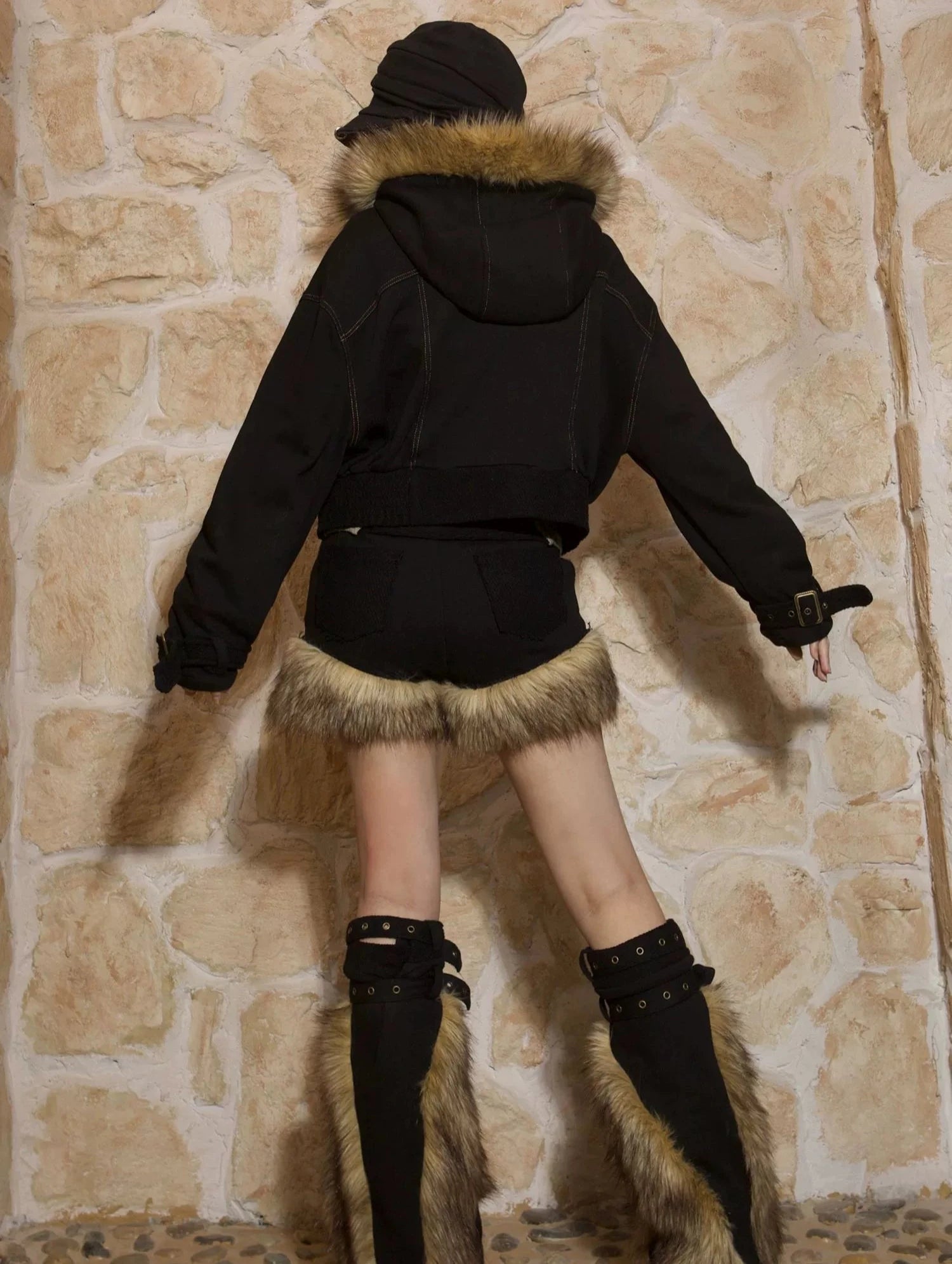 fur black pants