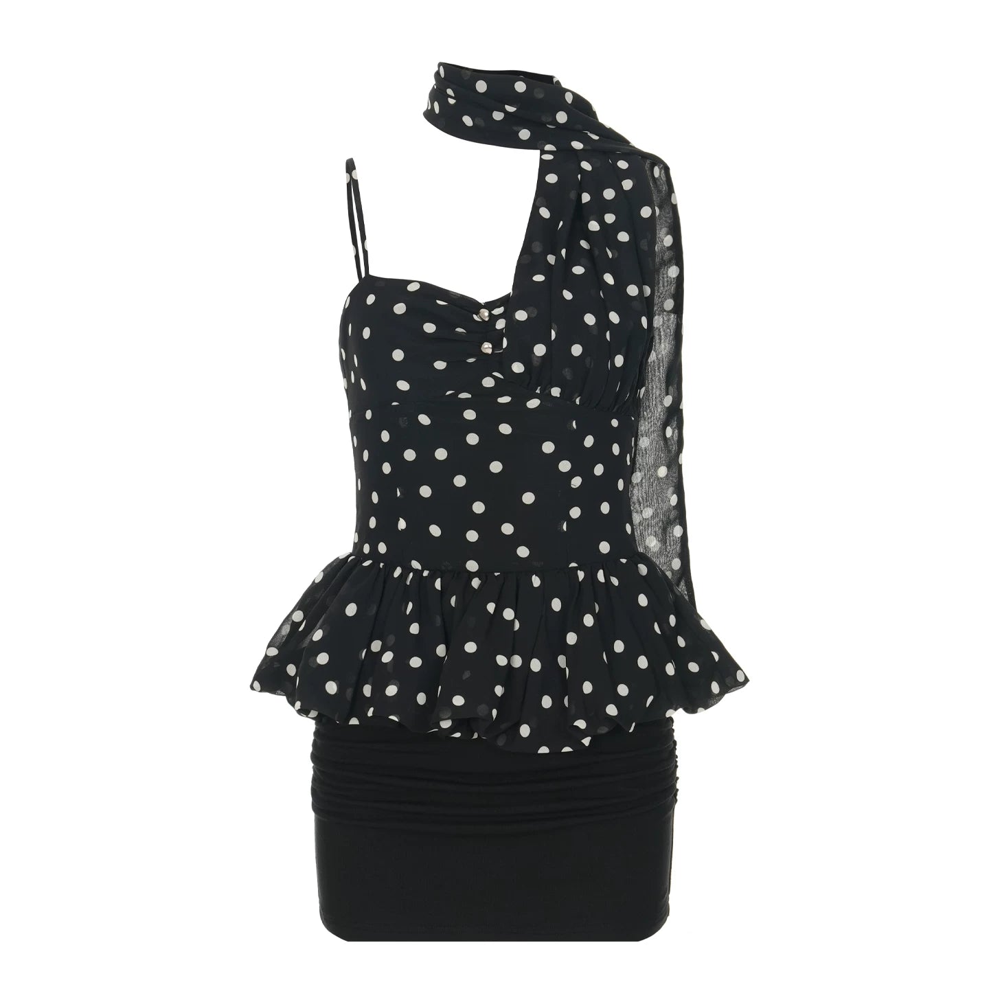 peplum polka mini dress