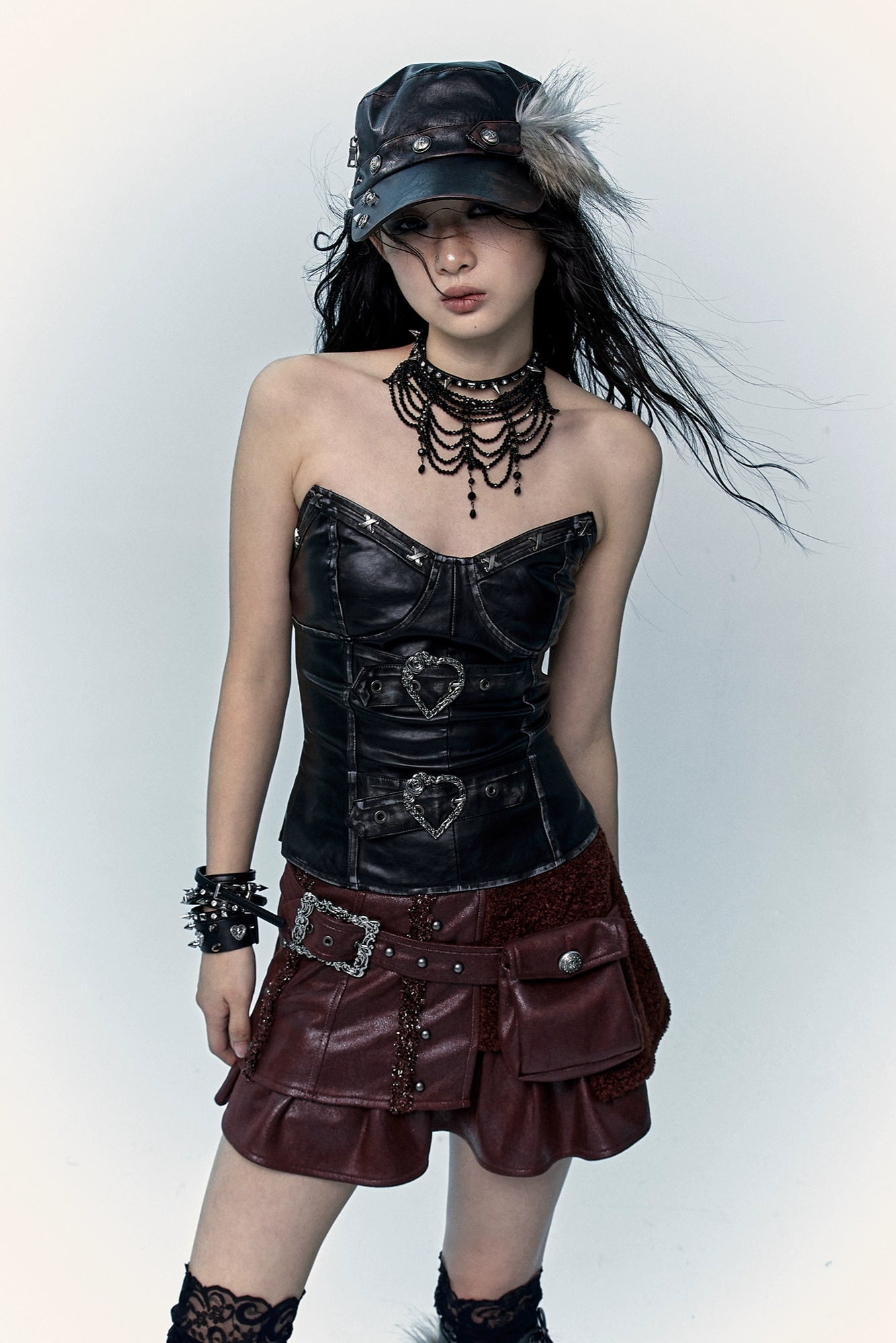 punk leather tube top