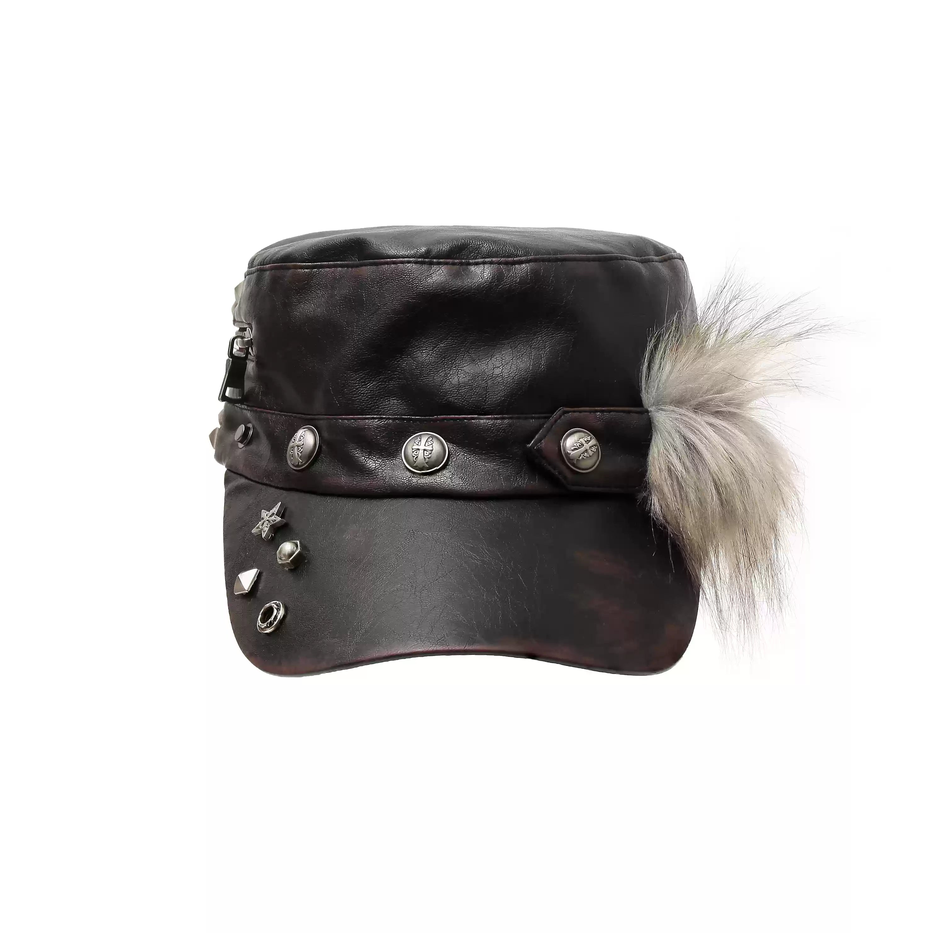 punk leather hat