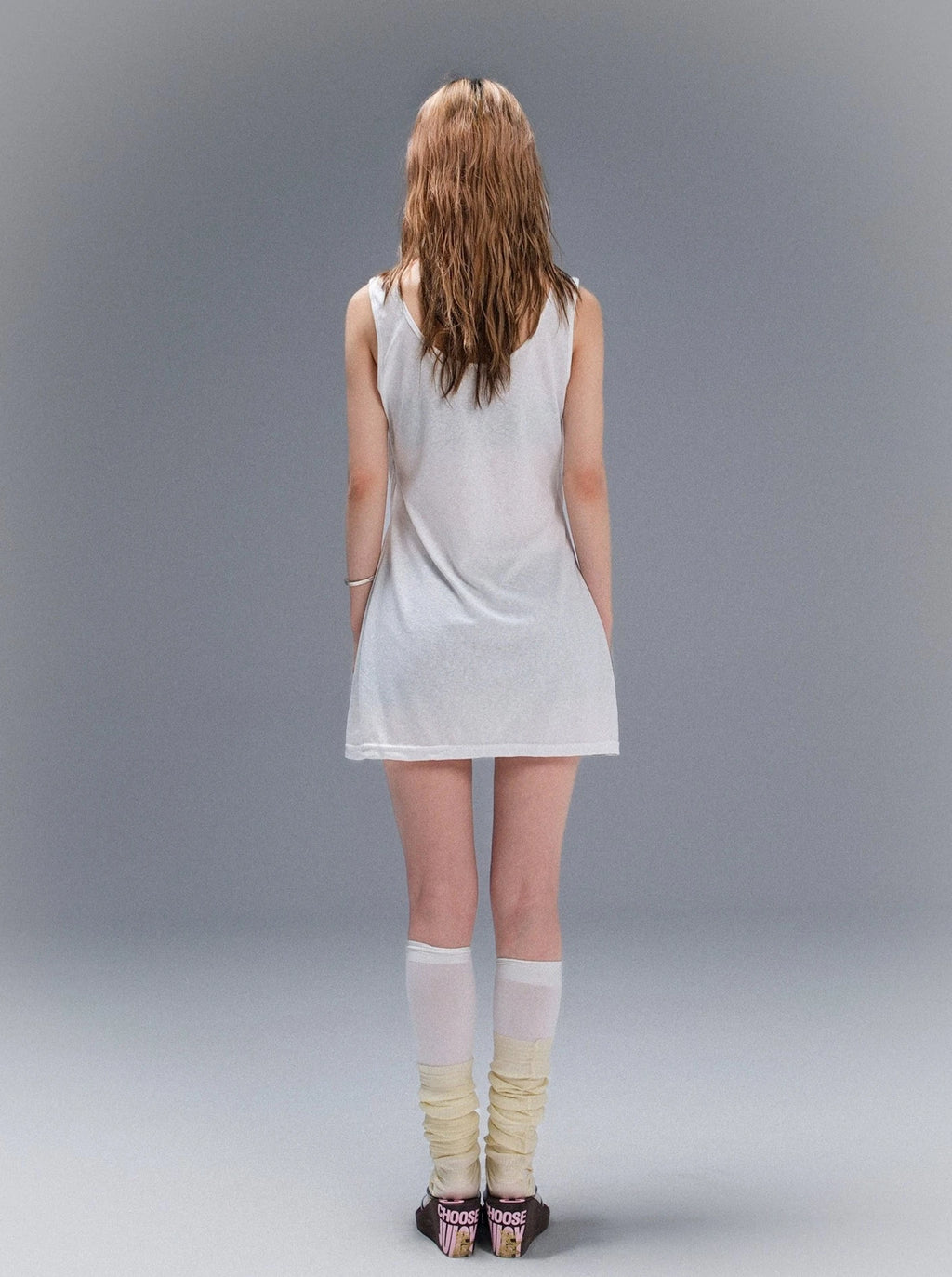 fake two piece tank dress tops
