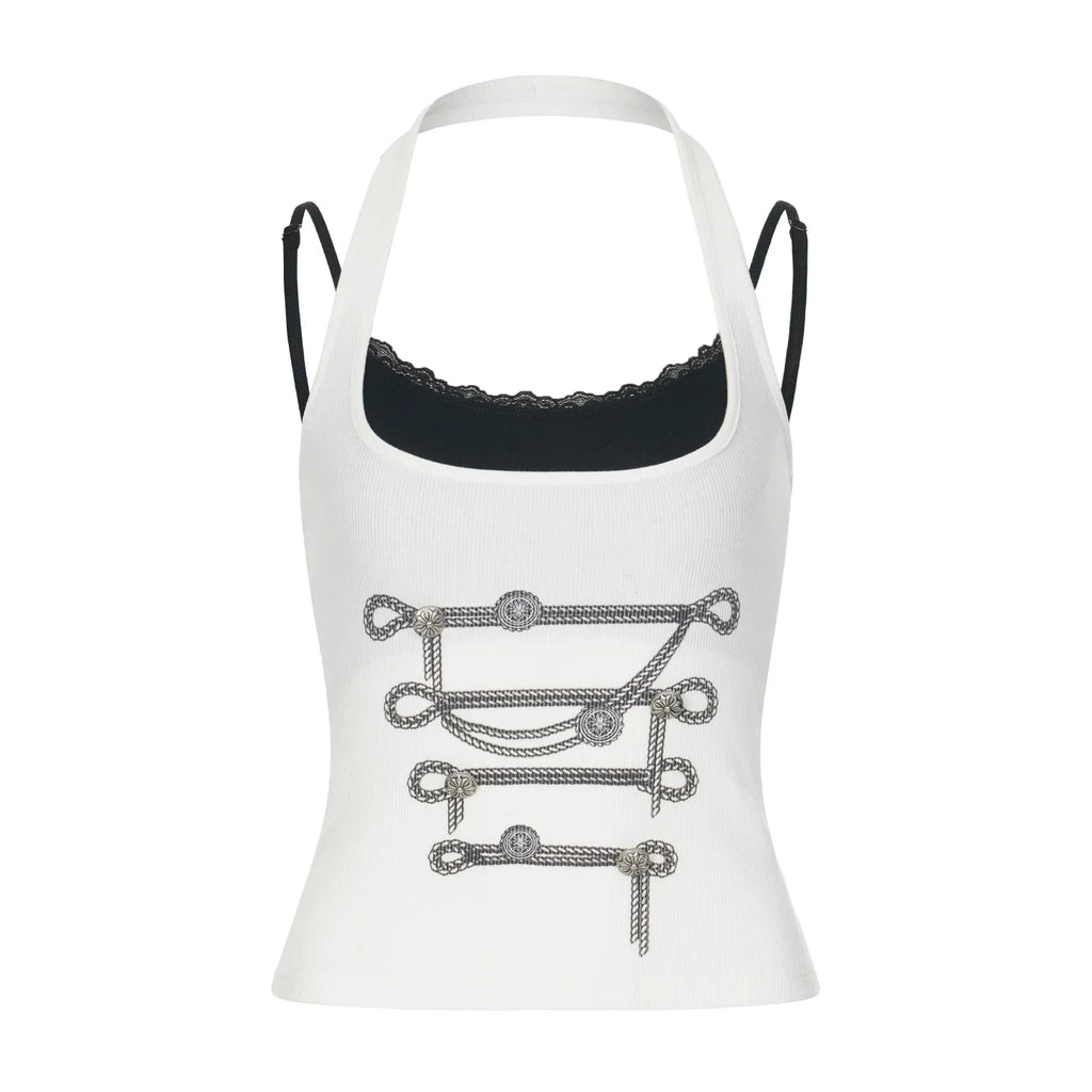 twisted cord print camisole10006