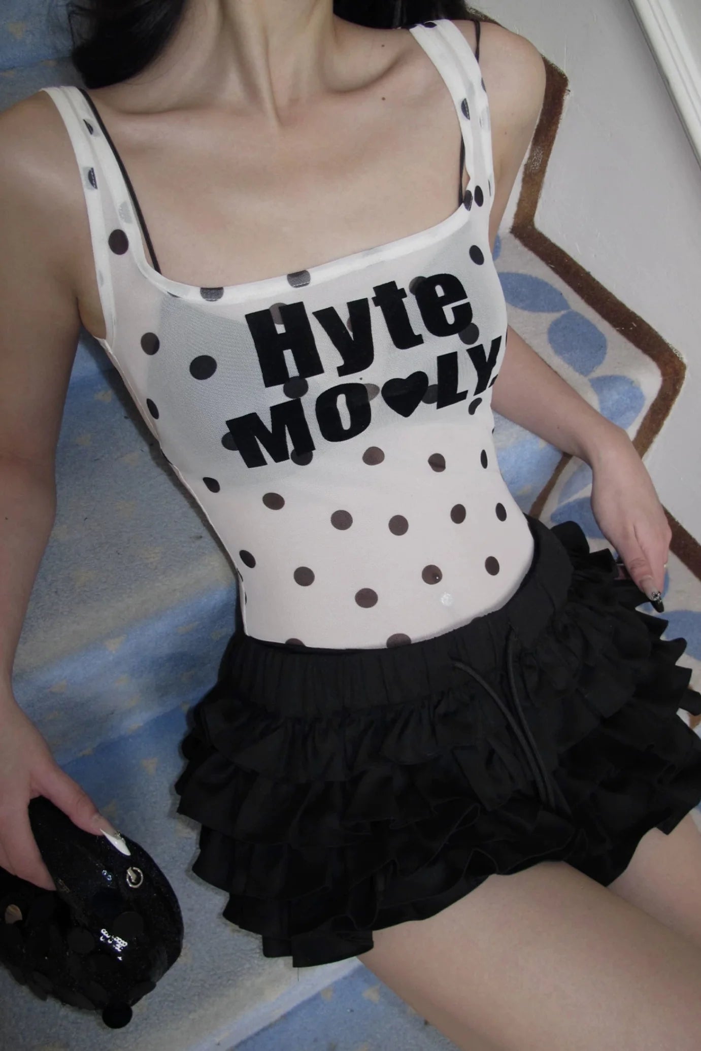 polka dot sheer graphic tank10037