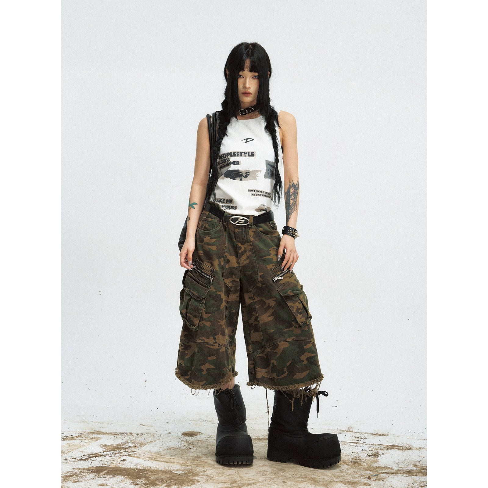 camouflage seven length pants