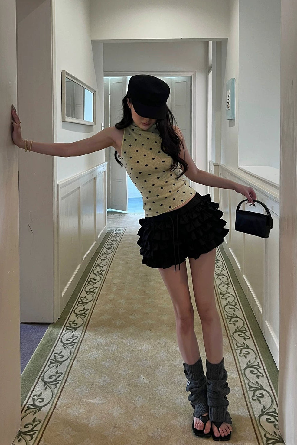 volume frill short pants
