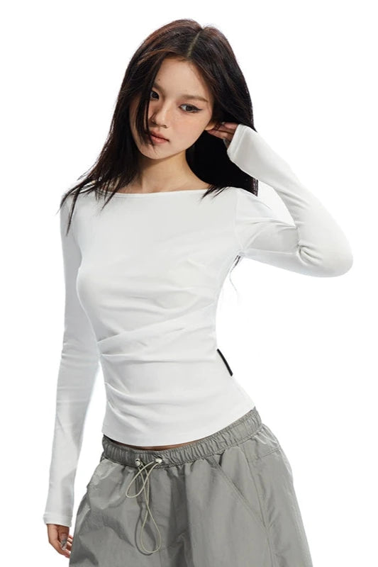 back exposed slim shirt