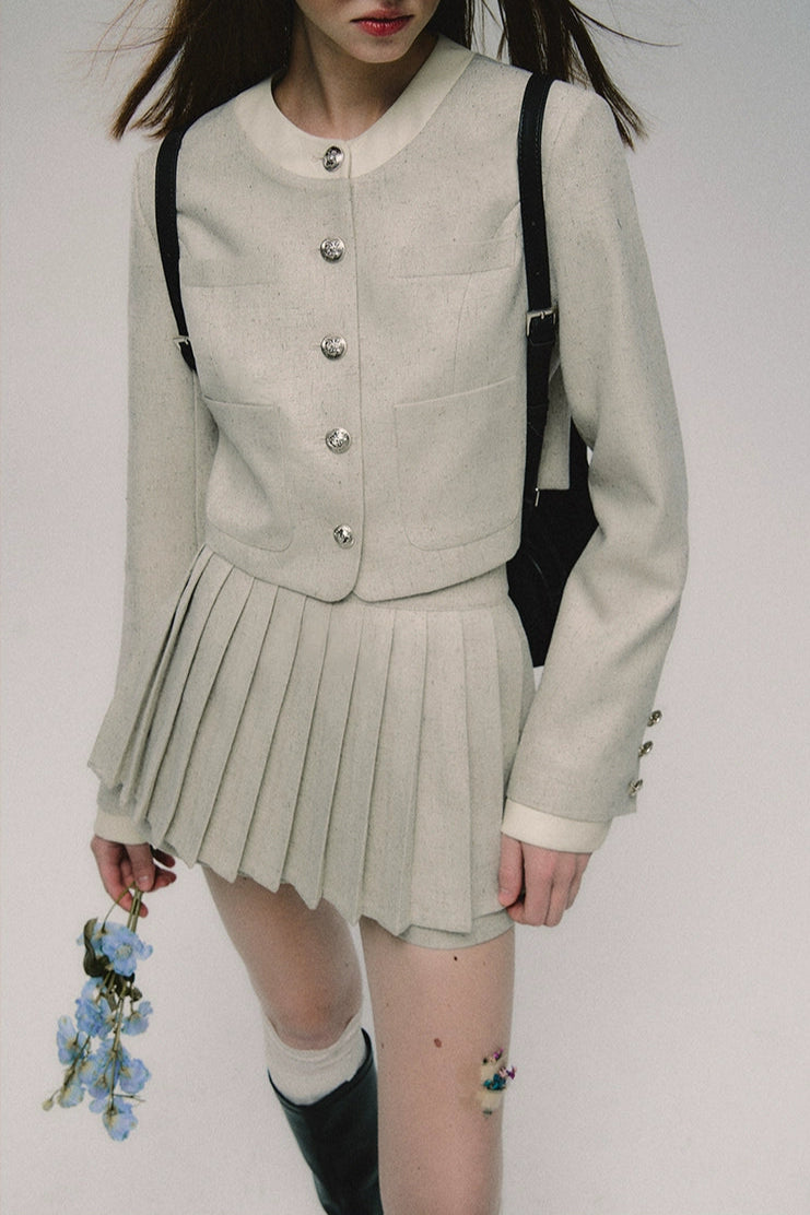 no collar gray tailored jacket