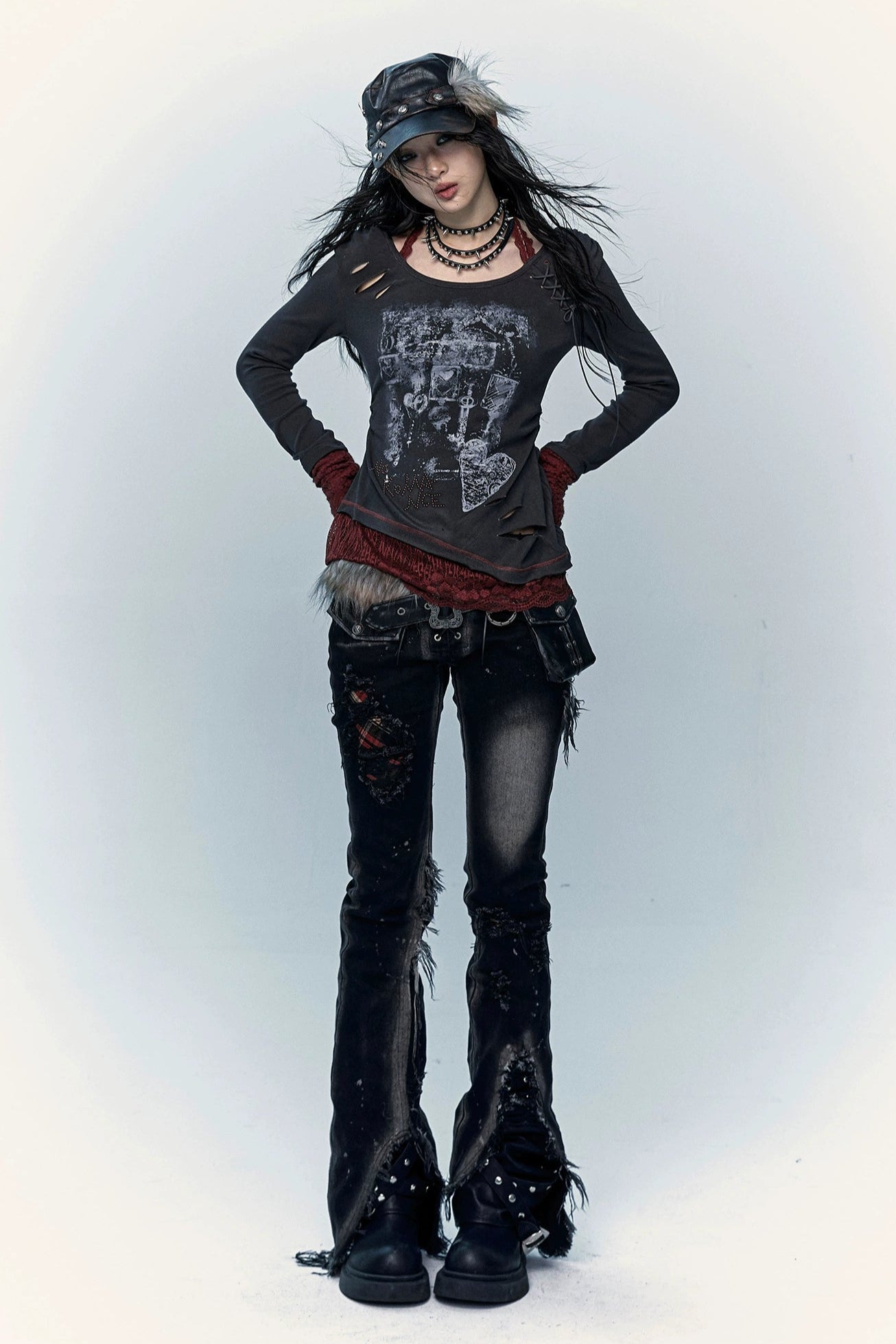 punk plaid denim