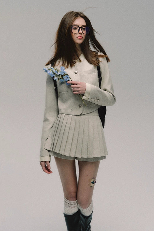 no collar gray tailored jacket