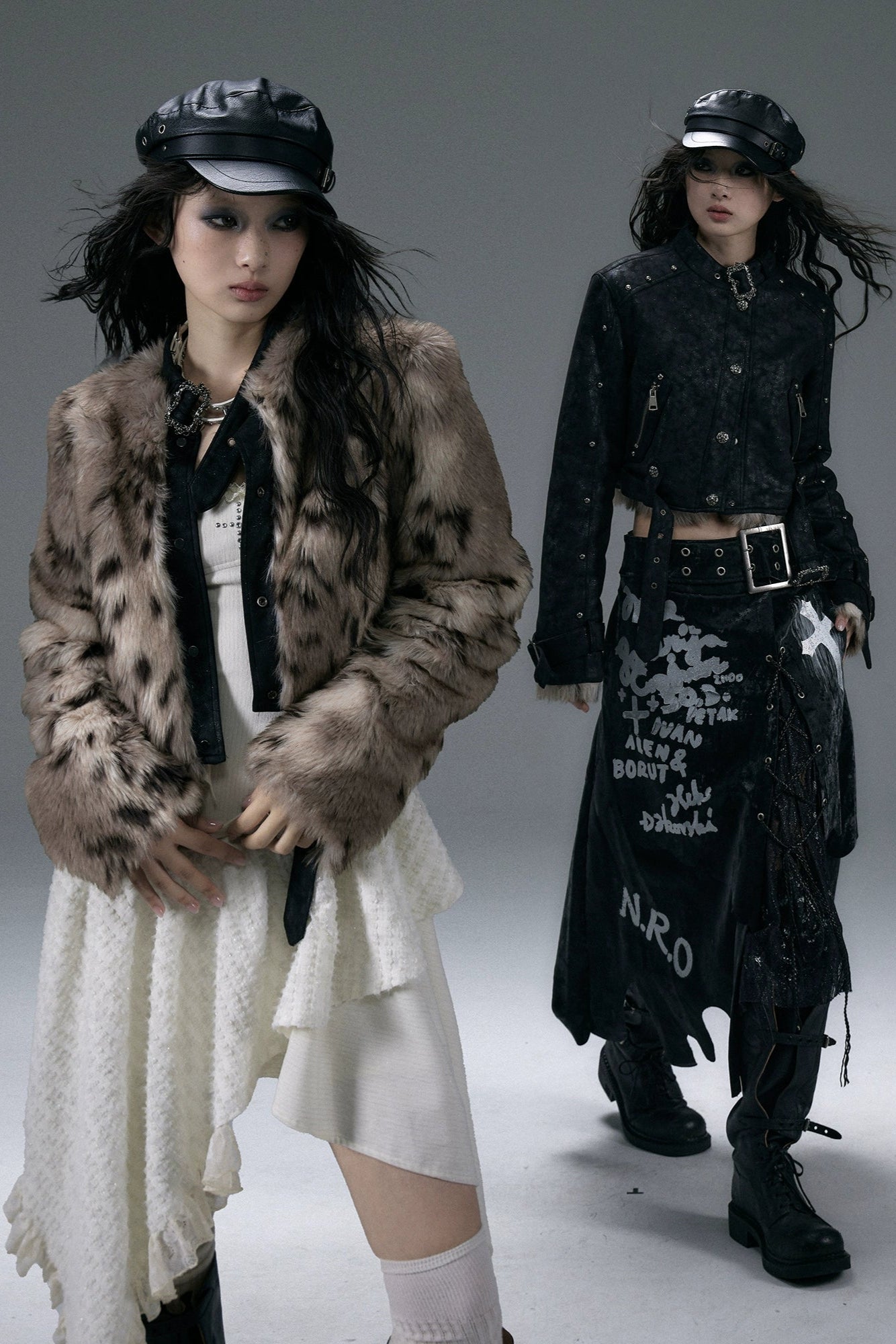 punk leopard fur jacket