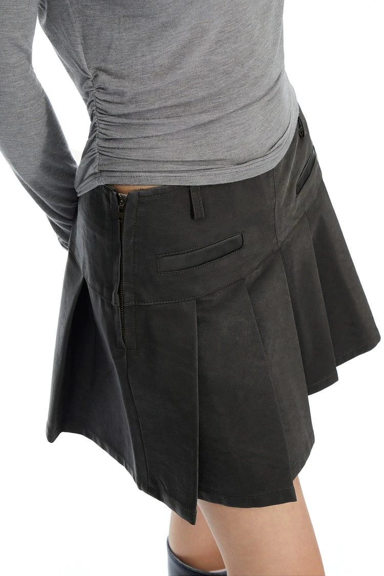 low-waist leather skirt pants