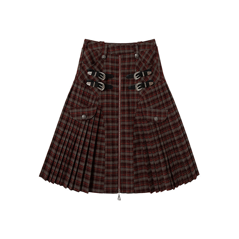 pleated A-line skirt