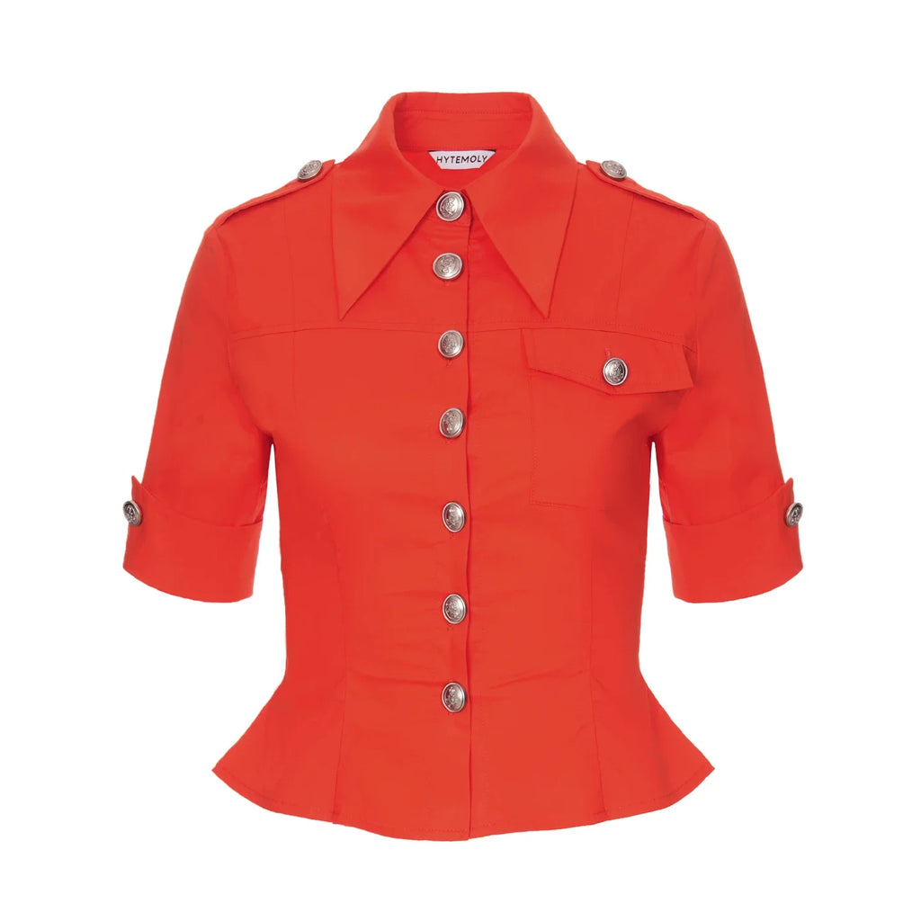 peplum hem short sleeve shirt10012